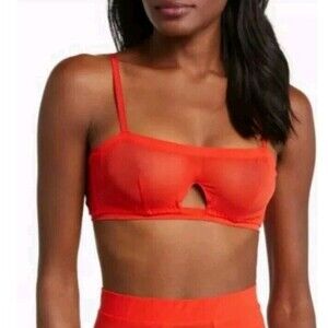 We are HAH Free People Wired Bra 62300 Blood Orange Red Mesh NWT